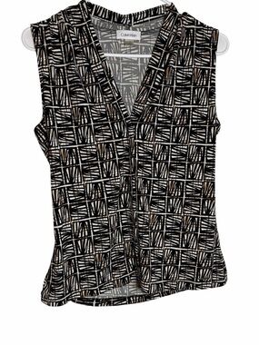 Calvin Klein sleeveless top with a geometric printed design.